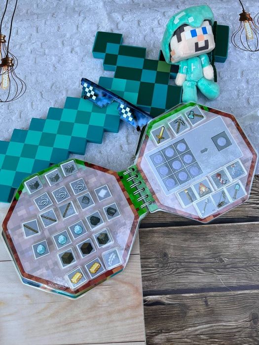 Minecraft|Майнкрафт|Велкро албум за деца|Подарък за момче|Образователна и Занимателна книжка|Creeper|Steve|Стив|Крийпър|Алекс|Ендермен|Игра за фенове