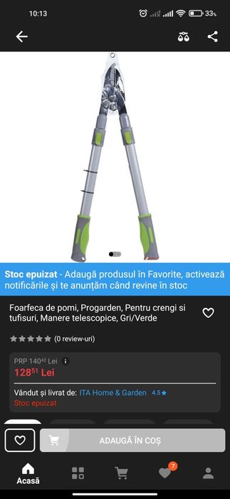 Foarfeca gradina telescopica cleste crengi gard verde ProGarden