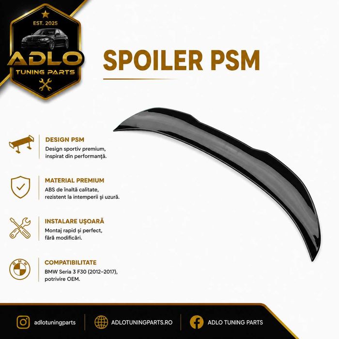 Eleron Lip Portbagaj BMW F30 Seria 3 PSM Negru Lucios