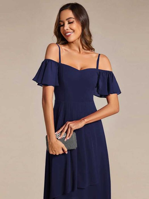 Rochie elegantă de vară Ever-Pretty, bleumarin, fără spate