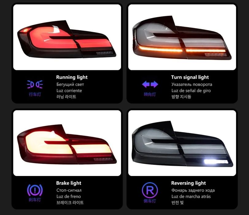 Тунинг стопове BMW 5 F10 F11 F18 2011 - 2017 г. визия на G серия DRL