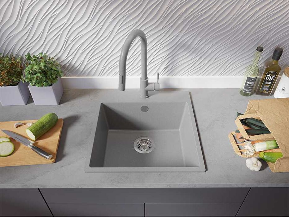 90E САМО Сива Кухненска Мивка от гранит модел Рига Easy