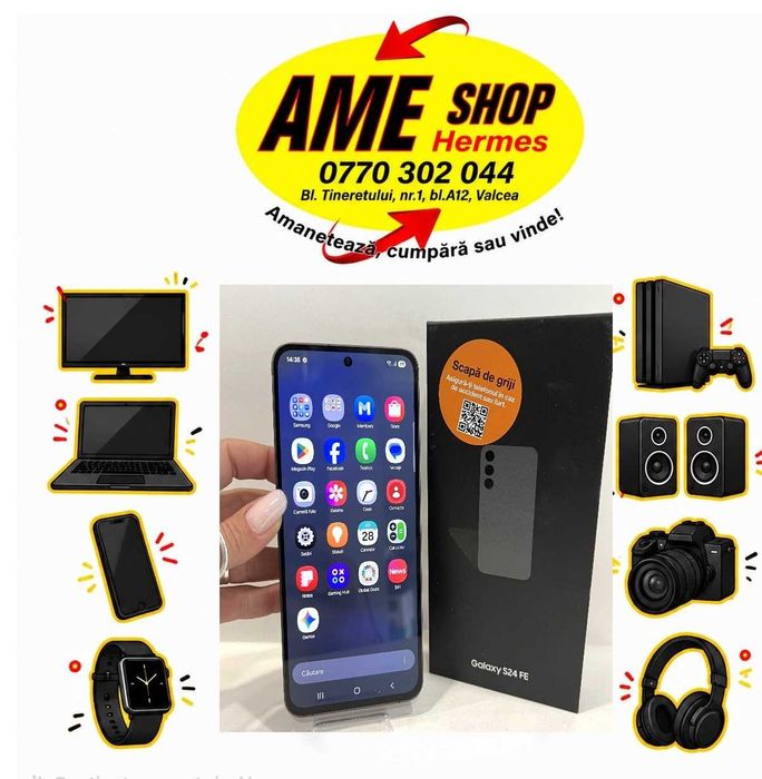 Samsung S24 FE, 128GB/8GB RAM, garanție, Graphite, impecabil!