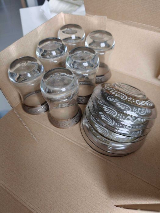 Set ceai turcesc 6 pahare cu farfurii