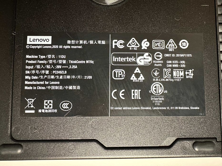 Lenovo ThinkCentre M70q Tiny – i7-10700T, 32GB RAM, 256Gb SSD + 1TB HDD