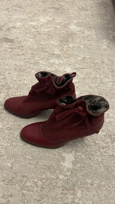 Botine bordo piele naturala