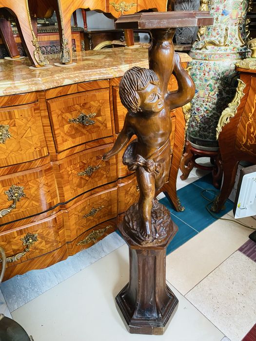 Piedestal Vintage Coloana Suport Lemn  Masiv