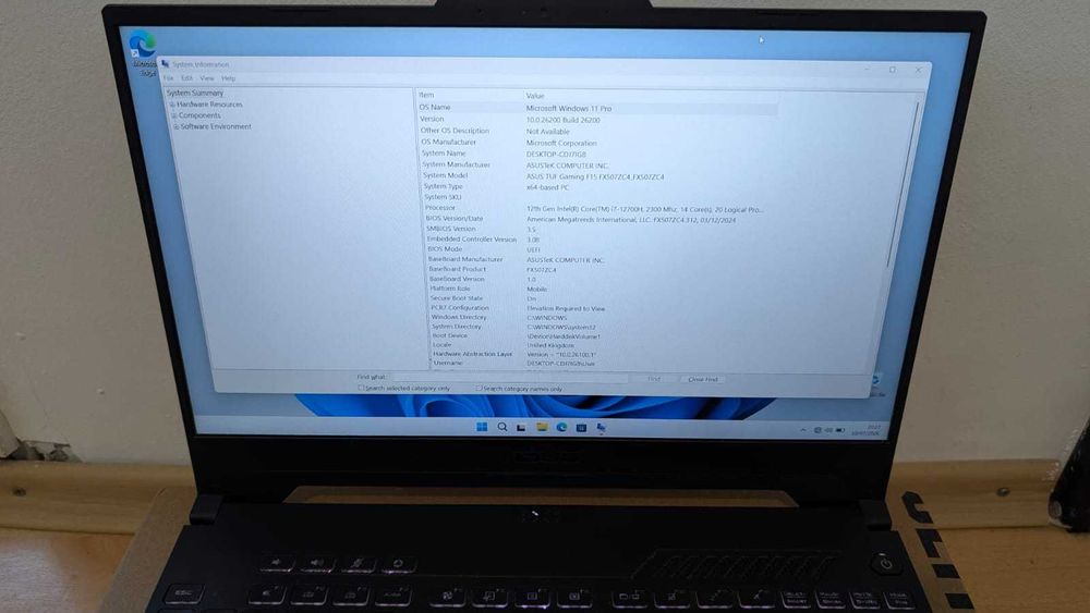 Геймърски лаптоп ASUS TUF F15 i7-12700H 1TB RTX 3050 32(2x16)gb 144hz