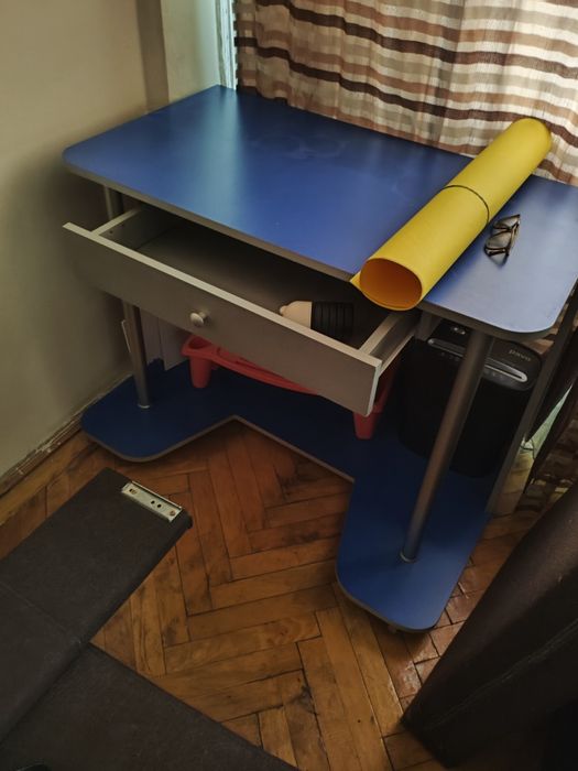 Birou cu sertar albastru/gri