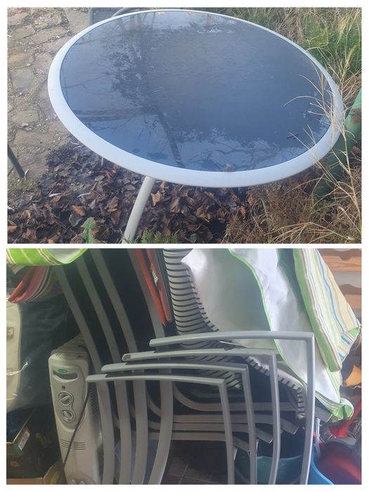 Masa cu 4 scaune set exterior terasa gradina din sticla metal aluminiu