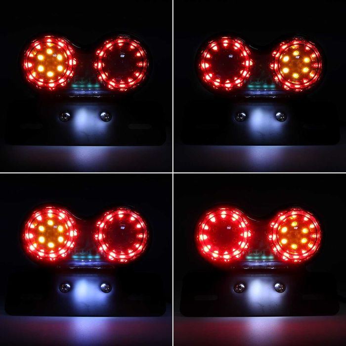 40 LED Стоп диоден за мотоциклет с вградени мигачи и стойка за номер.