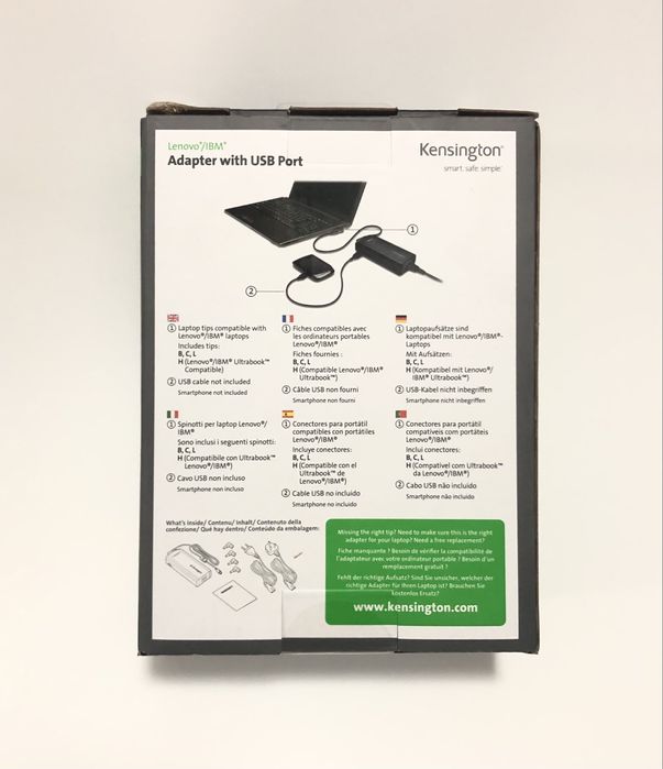 Захранващ адаптер Kensington за лаптоп, компютър, с USB порт, внос от