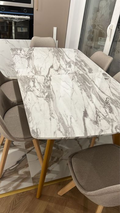 Masa extensibila marmura/auriu