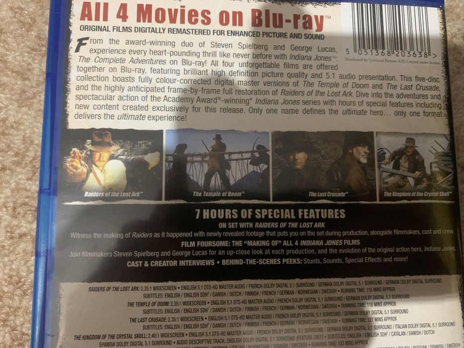 Indiana Jones The Complete Adventure 1-4/ Индиана Джоунс 1-4 blu-ray