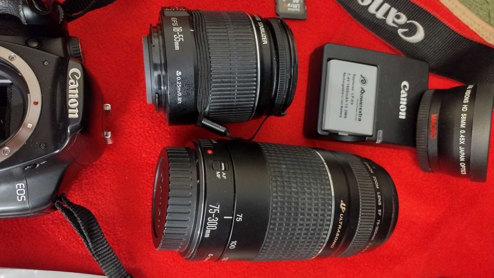 Canon Rebel XSi EOS 450D с обективи и аксесоари