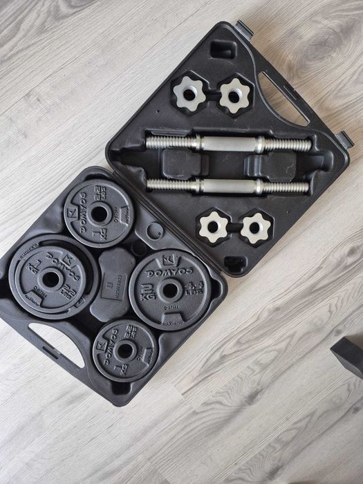 Set gantere și bare Bodybuilding 20 kg cu discuri din fontă