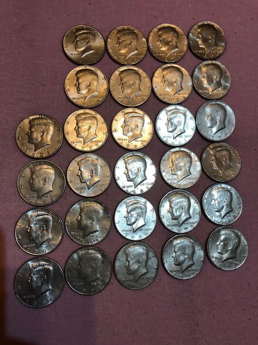 lot moenzi 28 buc usa half dollar kennedy circ vg
