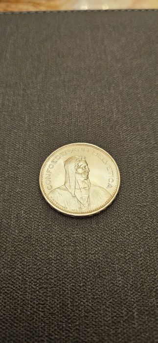 Moneda din argint (12,5 gr argint pur, 0.835‰) 5 CHF din 1965