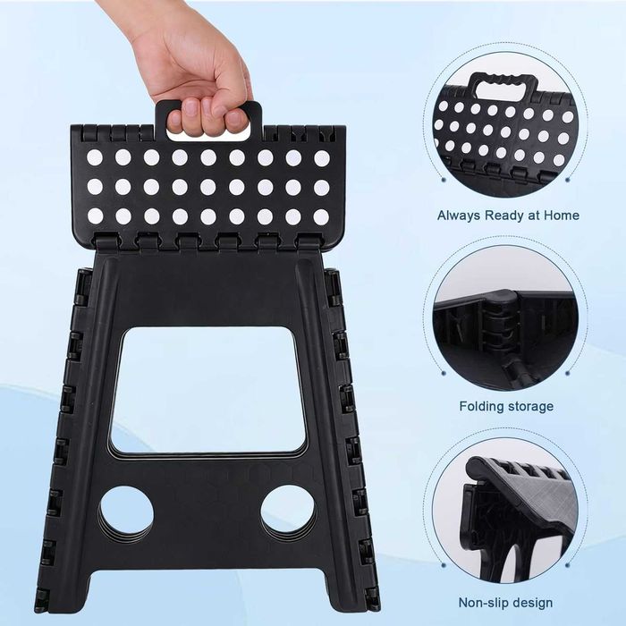 Scaun pliabil taburet cu maner si suprafata antiderapanta 39x39x31 cm