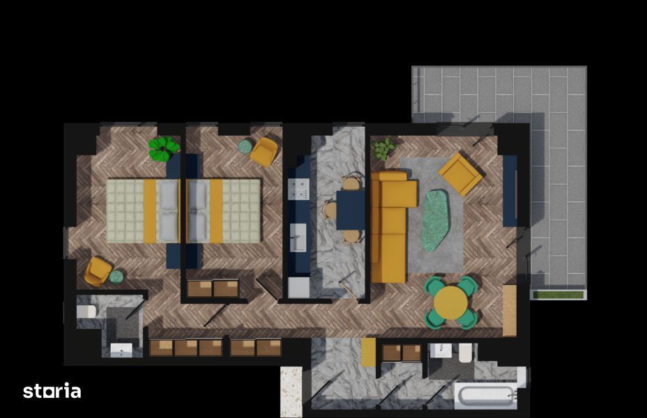 BLOC NOU , Apartament cu 3 camere , 2 bai, 96 mp zona Pacurari!!