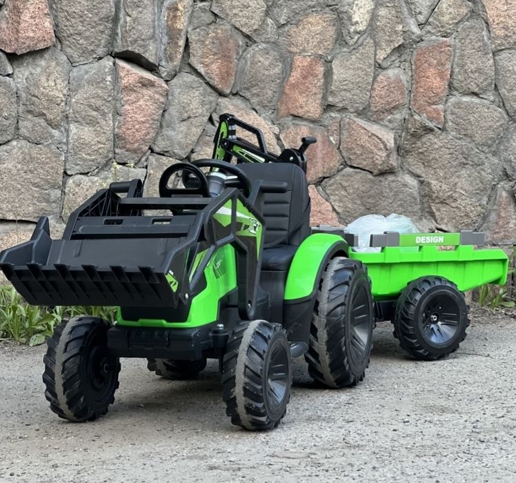 Детский электромобиль трактор с прицепом