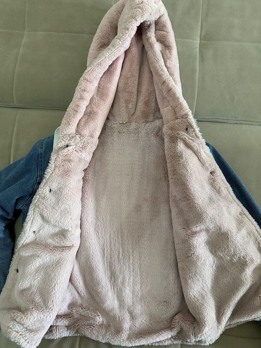 Женская зимняя джинсовая куртка с мехом