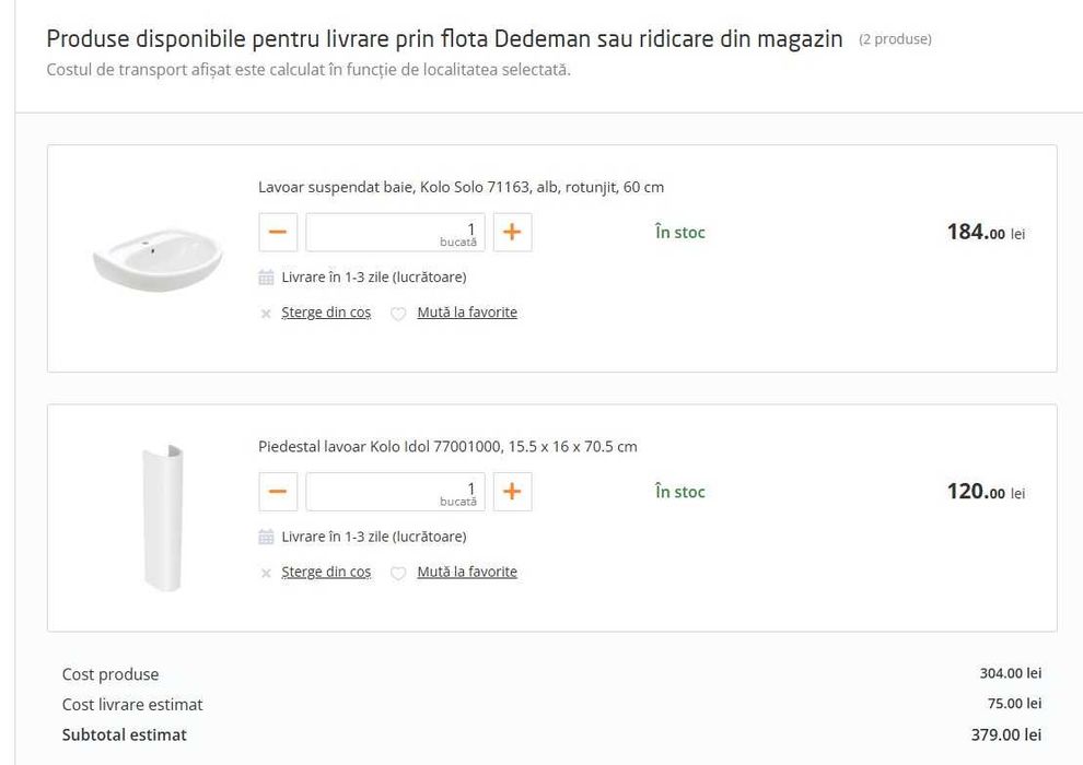 Lavoar suspendat baie, Kolo Solo + Piedestal