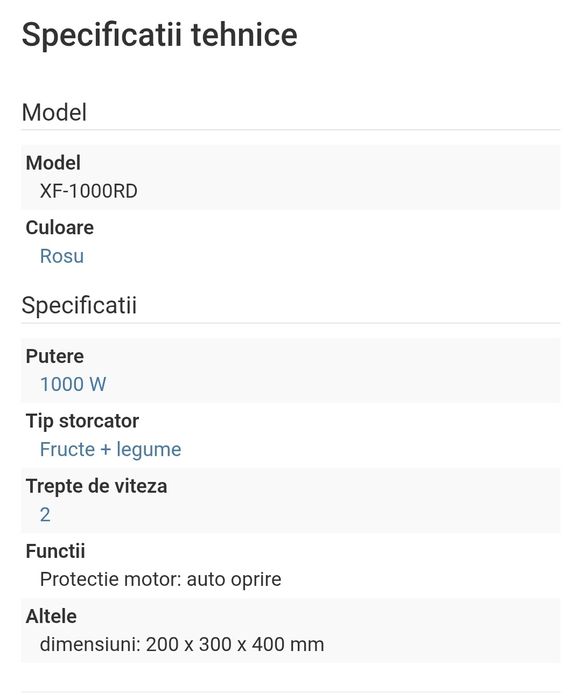 Storcator de fructe HEINNER TurboMax XF-1000RD, 1000W, 2 viteze, rosu