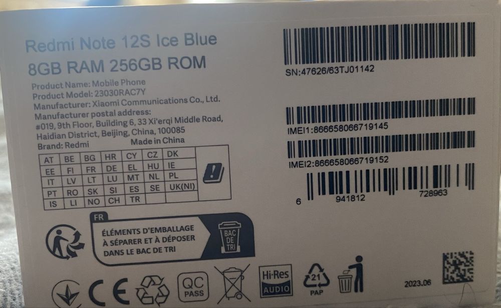 Telefon Xiaomi Redmi Note 12S cu husa+ folie