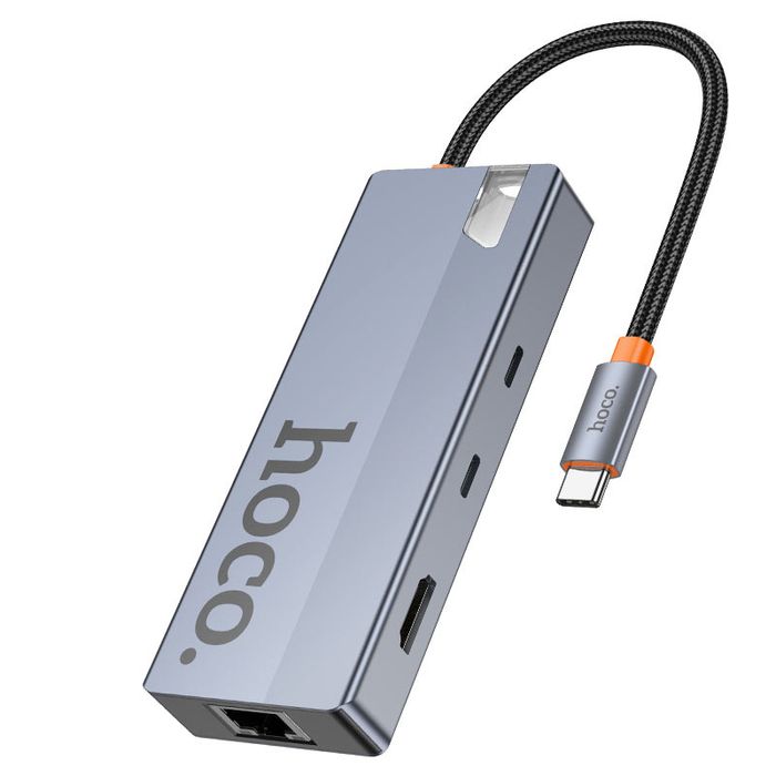 Hoco HB52 Hub Wow 8-в-1 HDMI 4K 60Hz,PD 100W, USB 3.0 5Gbps,RJ45,SD/TF