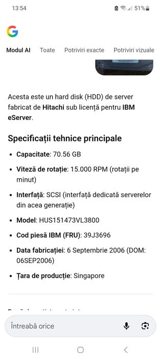 Hard disk server SCSI IBM 70,56GB 15K rpm
