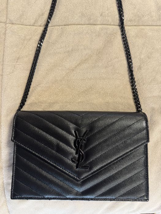 Saint Laurent Envelope Bag – Black Leather