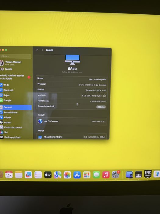 iMac Retina 4K 21.5 2019  i5  memorie 1TB  Stare excelentă