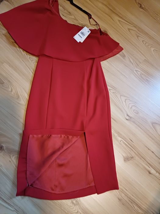 Червена рокля до коляното с едно рамо, Mango, S, НОВА, с Етикет