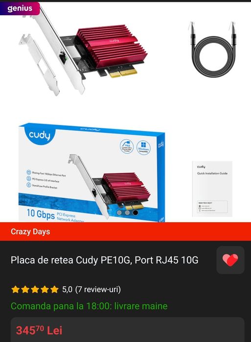 Placa de retea 10Gbps cudy