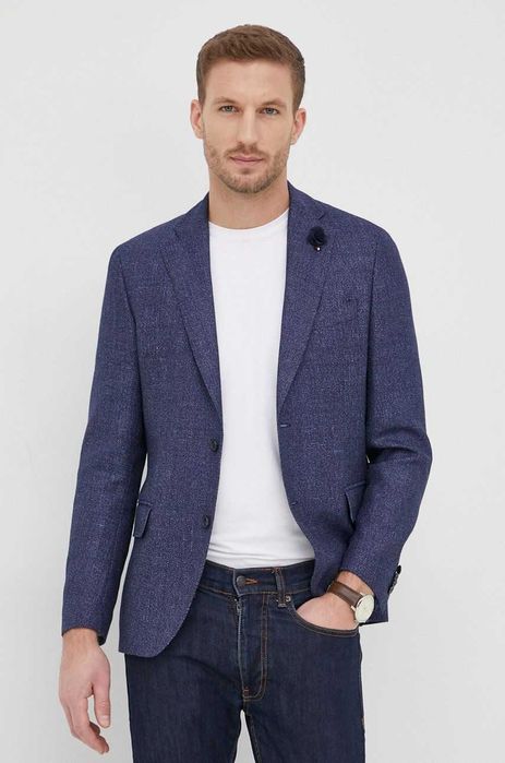 Sacou blazer slim 46 S de lux Club Of Gents NOU lana super 120's navy
