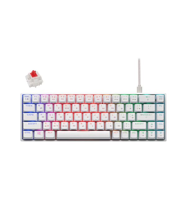 ; Игровая клавиатура 2E KG380 USB 68 key Gateron Red Switch White