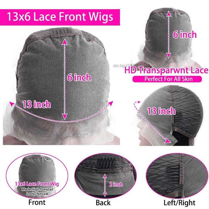 Черна чуплива естествена бразилска перука 70-75 см с LACE FRONT 13x6