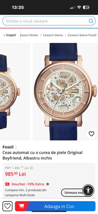 Ceas Fossil automat cu curea de piele *Premium*