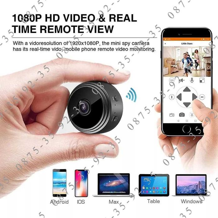 Wi-Fi mini Camera. Шпионска безжична мини скрита Камера за наблюдение.