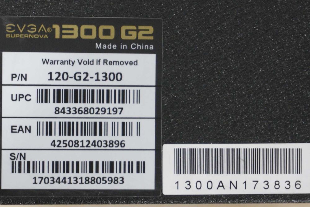 Модулно захранване, PSU EVGA SuperNOVA 1300 G2, 80+ GOLD 1300W Вкл ДДС