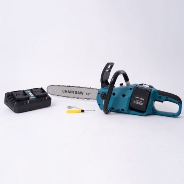 Акумулаторна резачка за дърва с маслен филтър,2х36V 10Ah,с акумулаторе