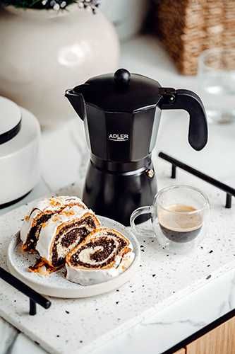 Espressor moka, Adler AD4421, 6 cesti, maner termoizolat, negru