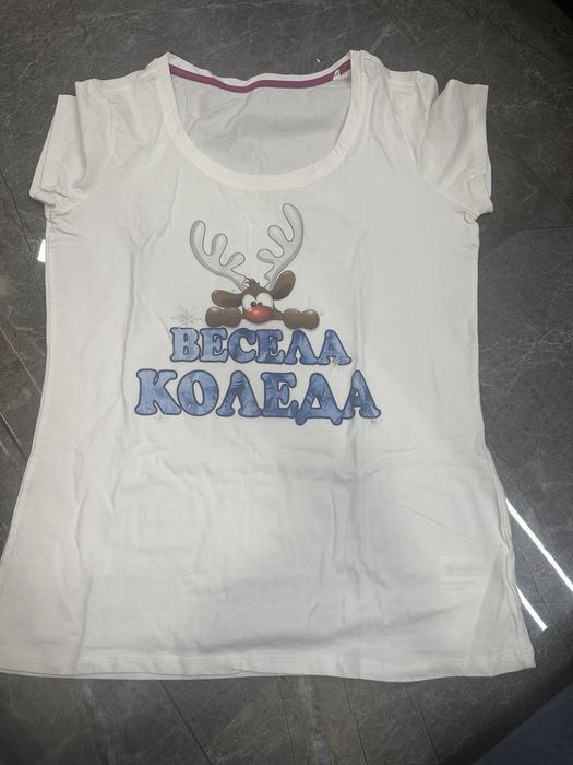 Коледни тениски - 2 бр., дамска Л/L, мъжка ХЛ/XL