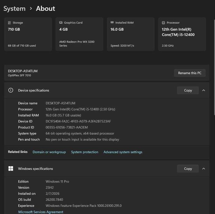 PC Dell Intel i5-12400, 16GB RAM, SSD NVME 512GB