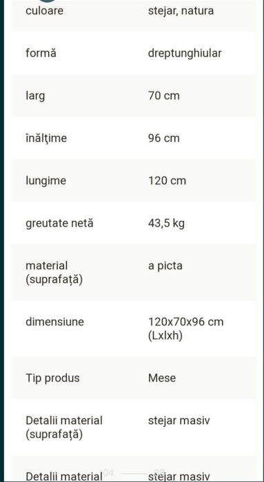 Masa Bar  lemn masiv stejar
