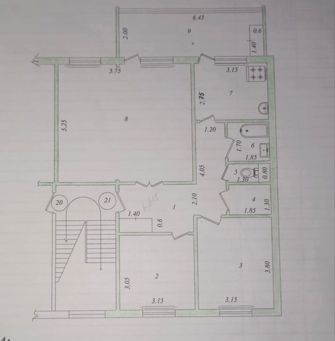 Код 852  Продается 4/3/5 ком квартиру куйлюк массив 6