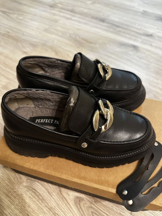 Кожанные Лоферы с мехом