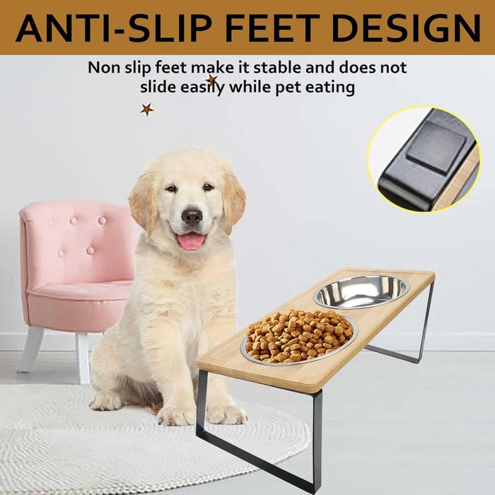 Маса за кучета (или други домашни любимци) с 2 купи