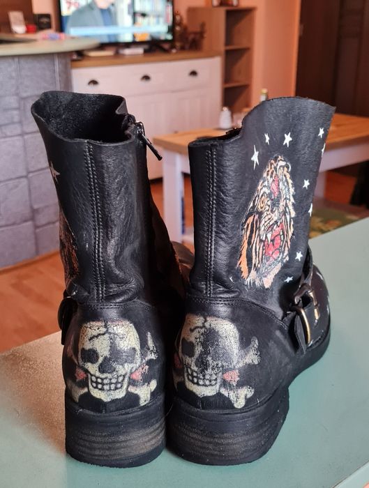 T'letisse#made in Italy# боти # естествена кожа # черепи#rock boots #